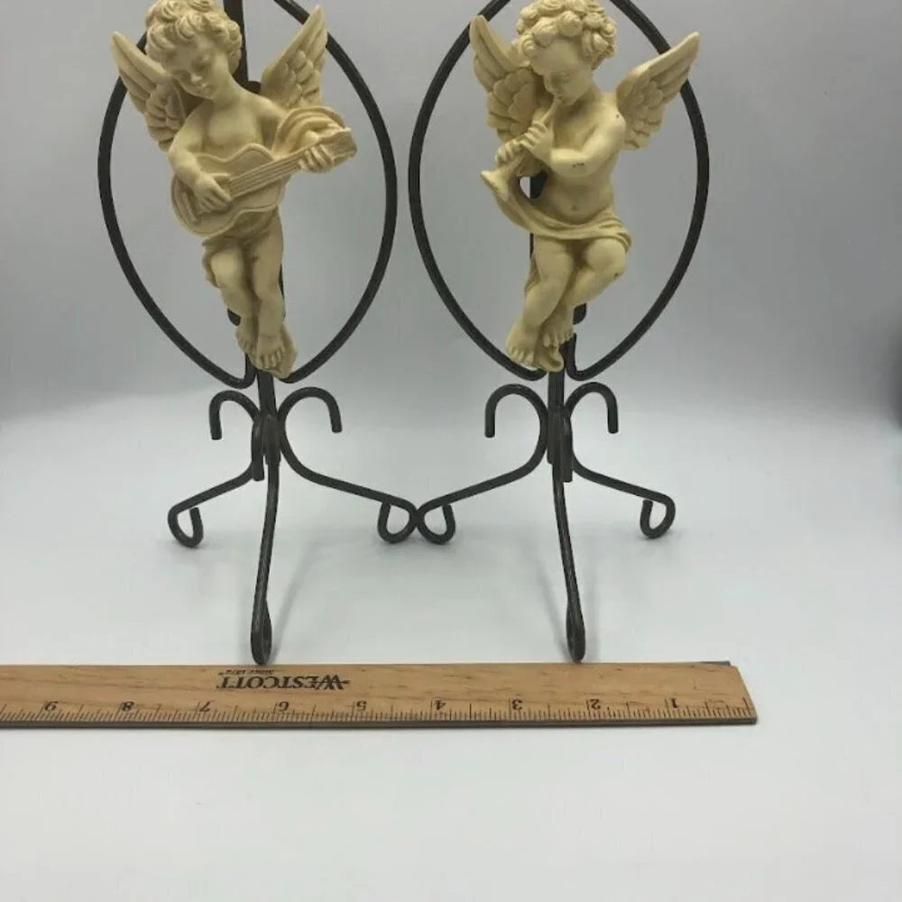 Vintage Metal Angel Set of 2 Taper Candle Holders Spiritual Holiday Décor Altar